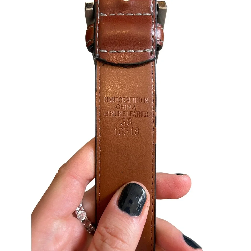 Brown Genuine Leather Belt with Silver Buckle Size 38 by Duchamp London